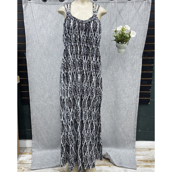 Faded Glory Dresses & Skirts - faded Glory Maxi Dress Sleeveless Ikat black white halter neckline cruise sz XXL